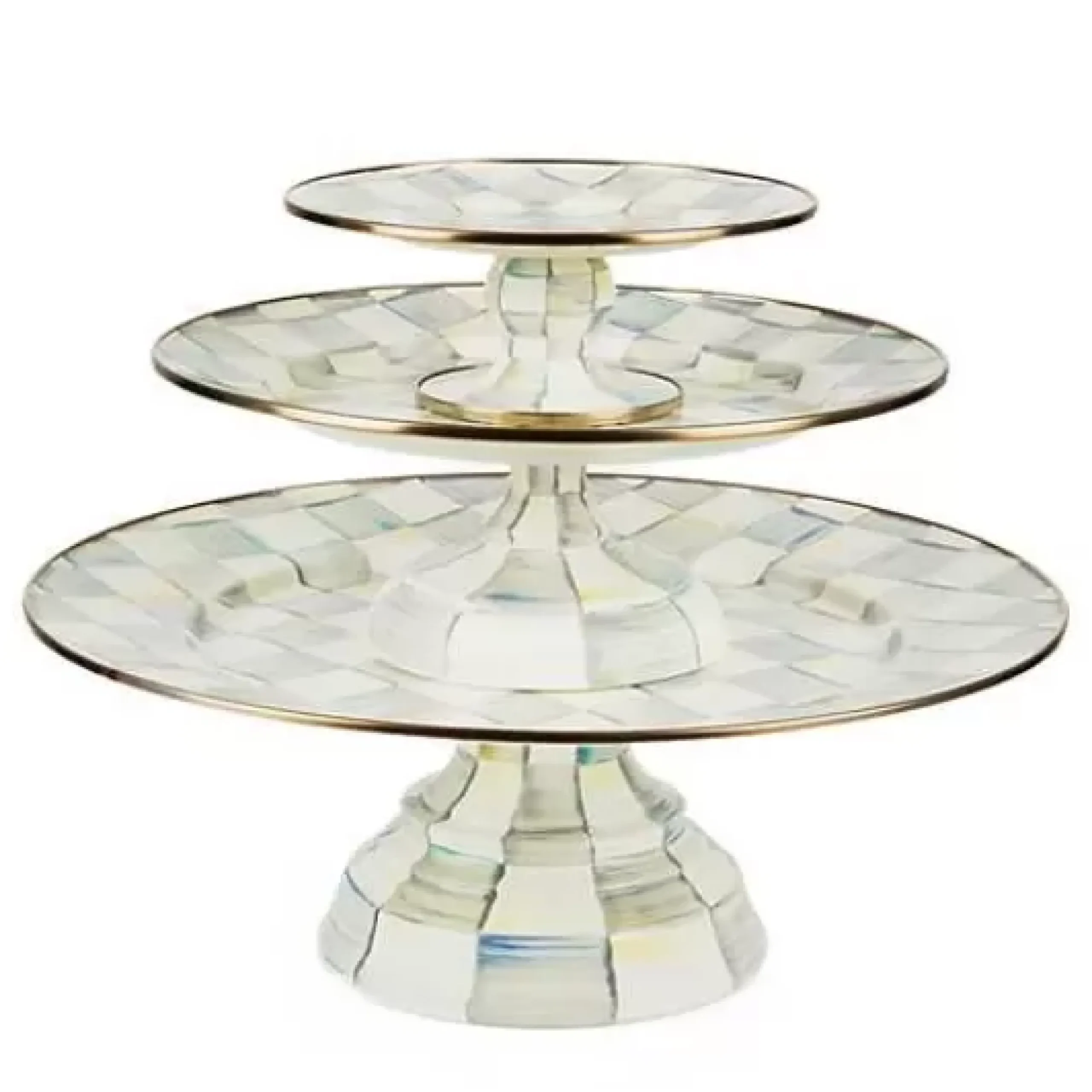 MacKenzie-Childs Sterling Check Small Pedestal Platter< Serveware