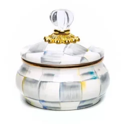 MacKenzie-Childs Sterling Check Squashed Pot< Bath & Bath Accessories|Room Accents