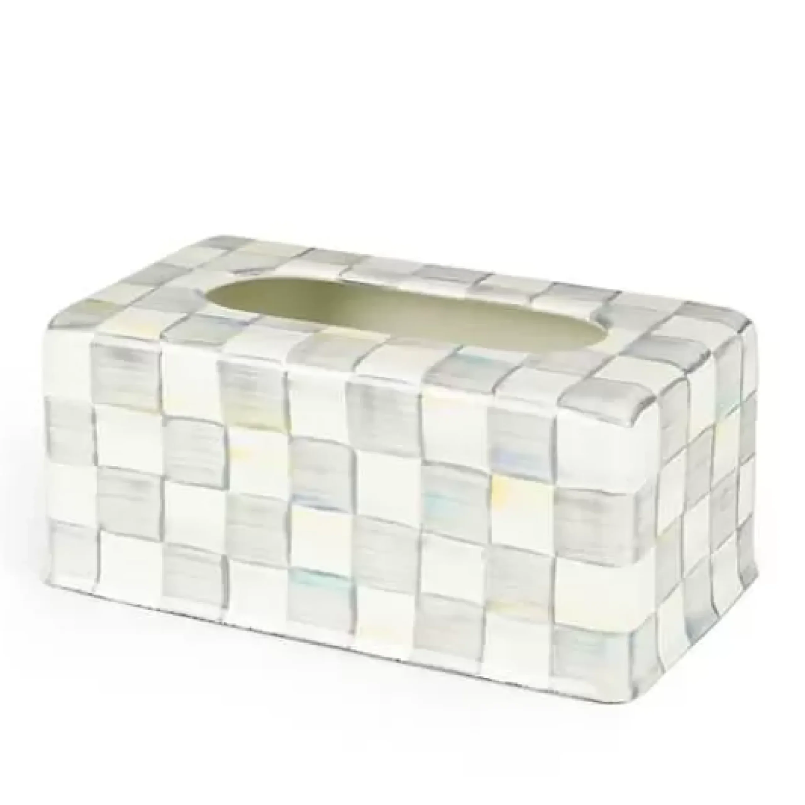 MacKenzie-Childs Sterling Check Standard Tissue Box Cover< Bath & Bath Accessories|Room Accents