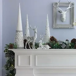 MacKenzie-Childs Sterling Check Standing Silver Garland Deer< Holiday|Room Accents