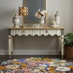 MacKenzie-Childs Sterling Check  Stripe Console Table< Storage Furniture|Living Room