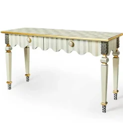 MacKenzie-Childs Sterling Check Stripe Console Table< Storage Furniture|Living Room