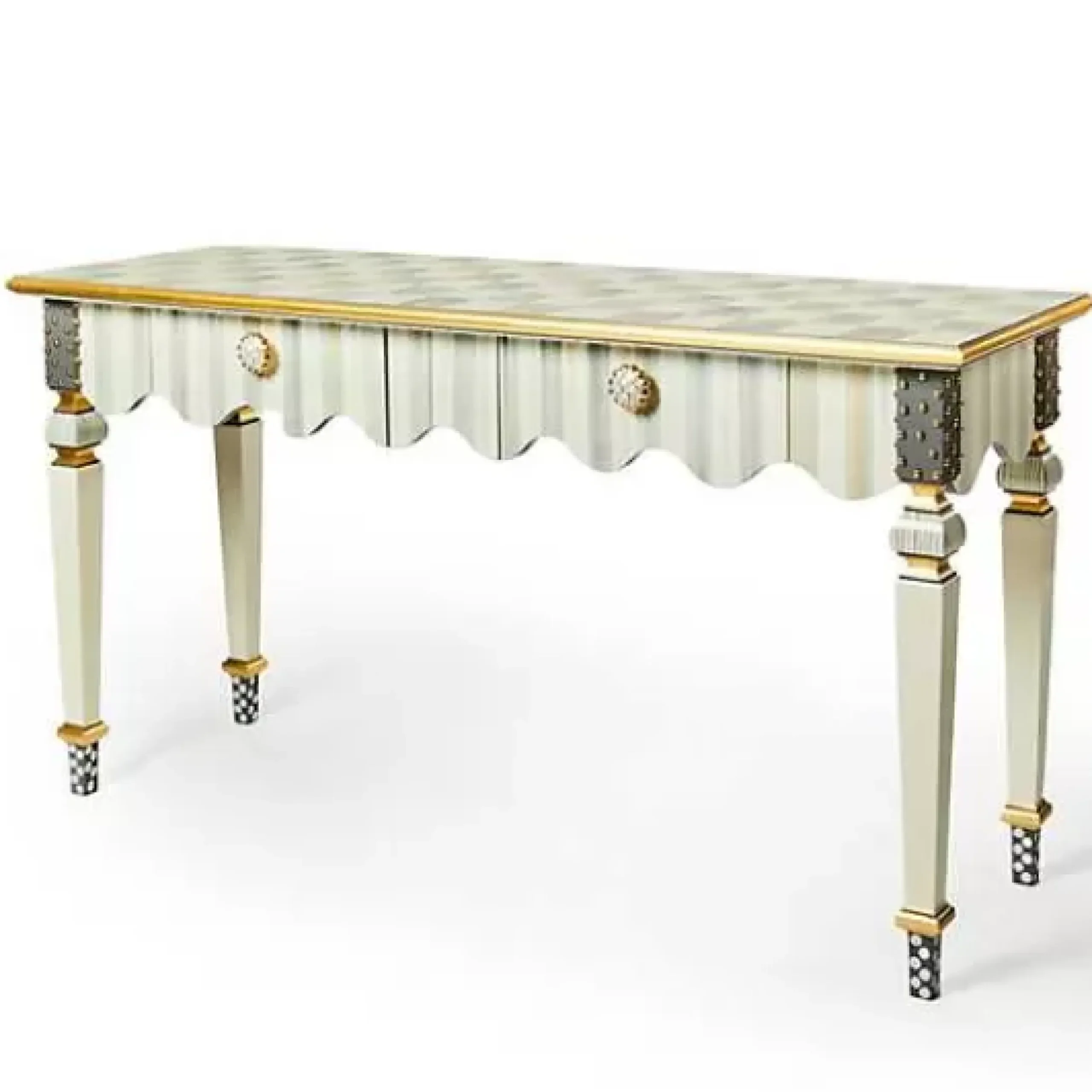 MacKenzie-Childs Sterling Check Stripe Console Table< Storage Furniture|Living Room