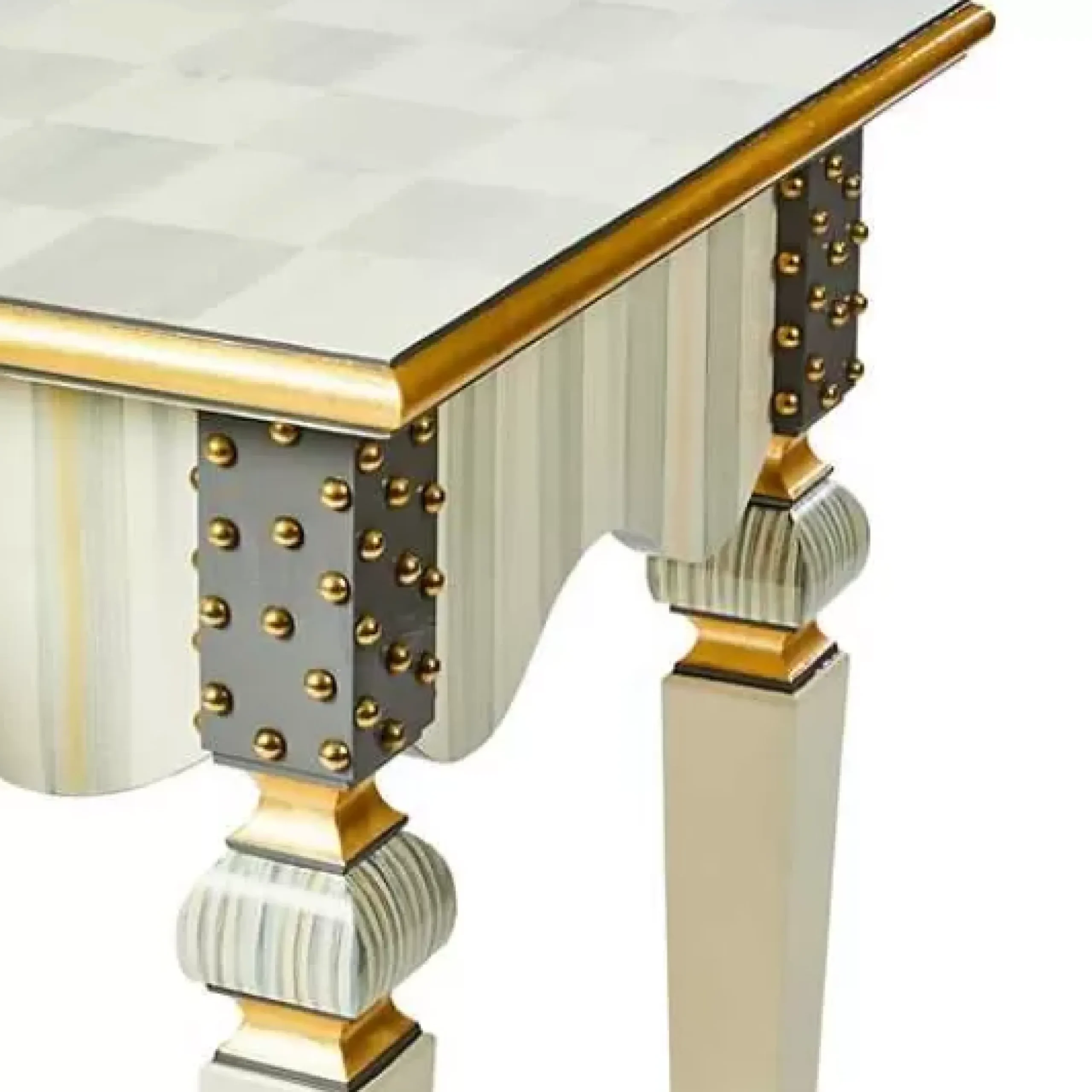 MacKenzie-Childs Sterling Check Stripe Console Table< Storage Furniture|Living Room