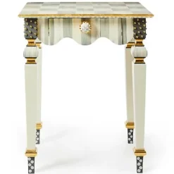 MacKenzie-Childs Sterling Check Stripe Side Table< Living Room