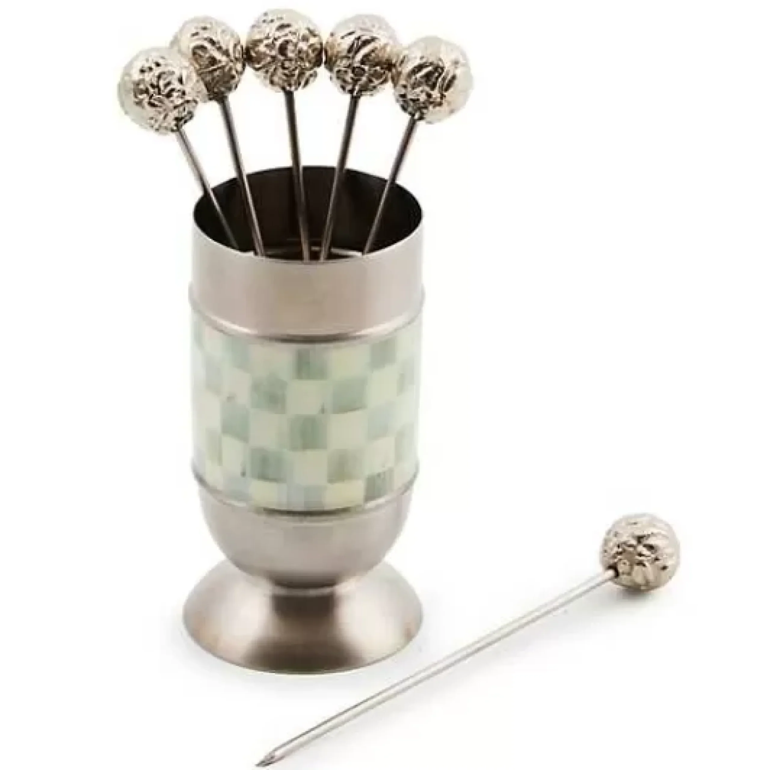 MacKenzie-Childs Sterling Check Supper Club Pick Set< Fall Entertaining|Serveware