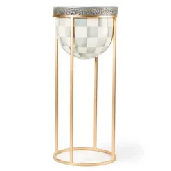 MacKenzie-Childs Sterling Check Tall Plant Stand< Outdoor|Room Accents