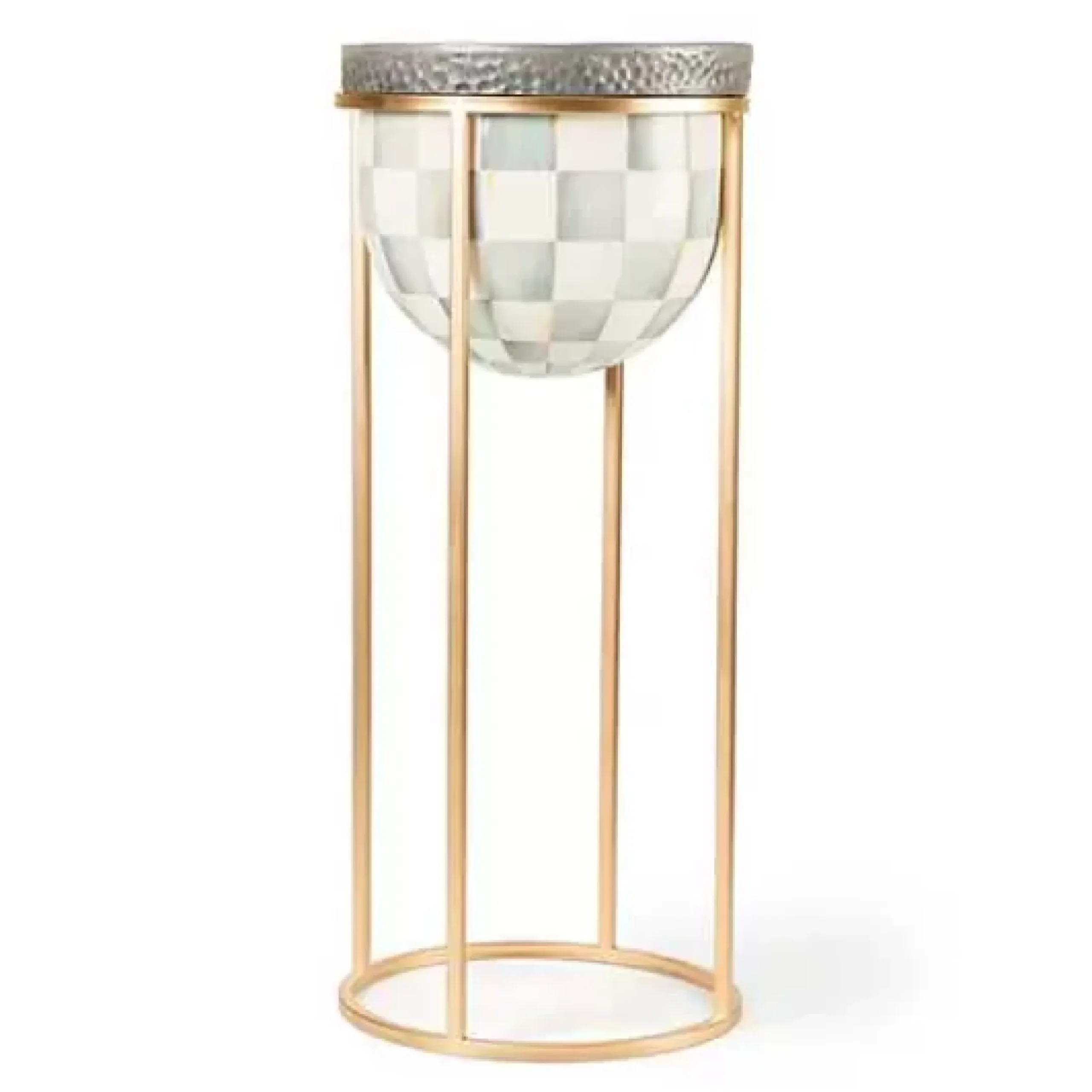 MacKenzie-Childs Sterling Check Tall Plant Stand< Outdoor|Room Accents