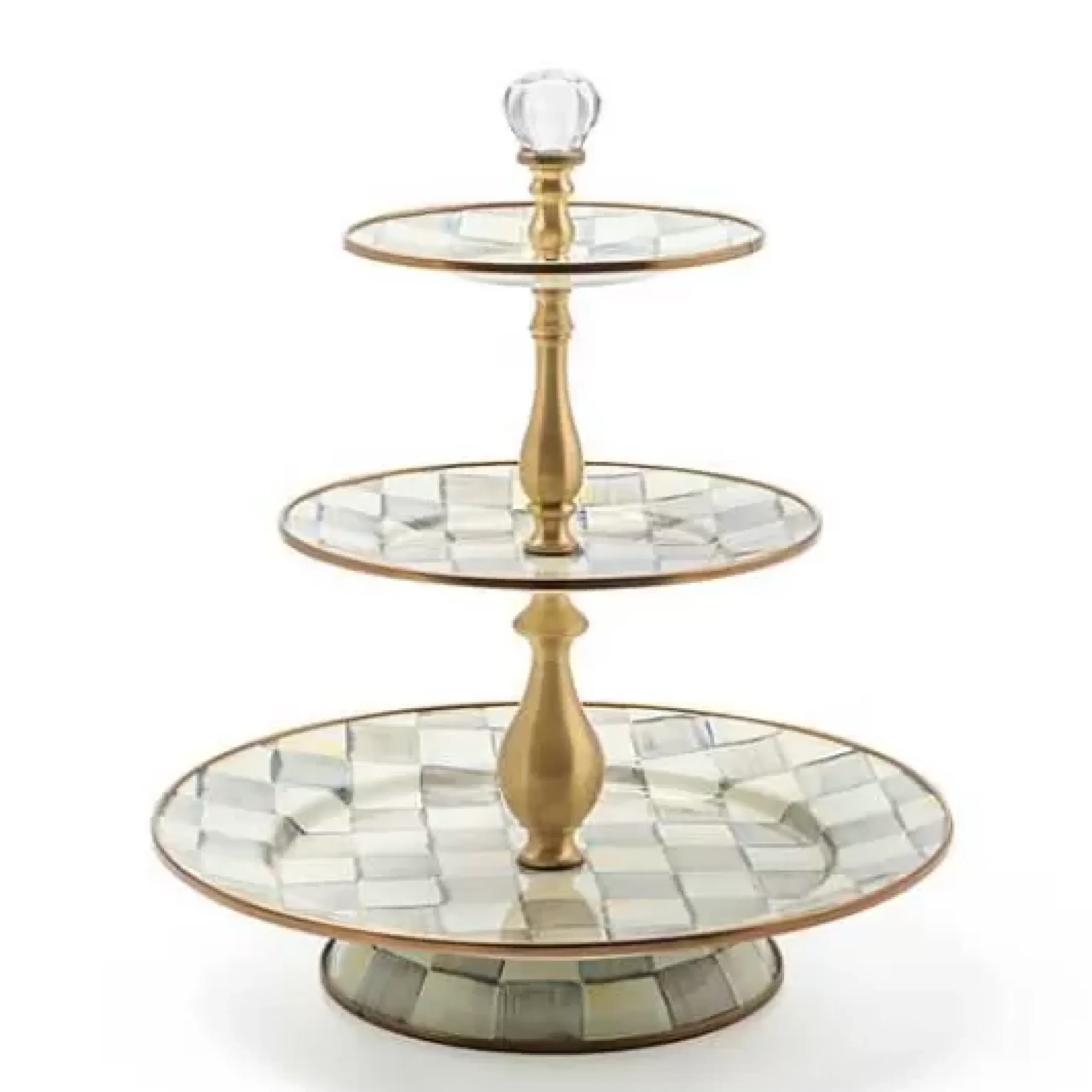 MacKenzie-Childs Sterling Check Three Tier Sweet Stand< Bar Entertaining|Serveware