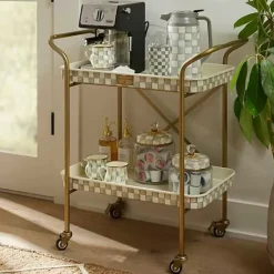 MacKenzie-Childs Sterling Check 2-Tier Kitchen Cart< Dining Room & Kitchen|Bar Entertaining