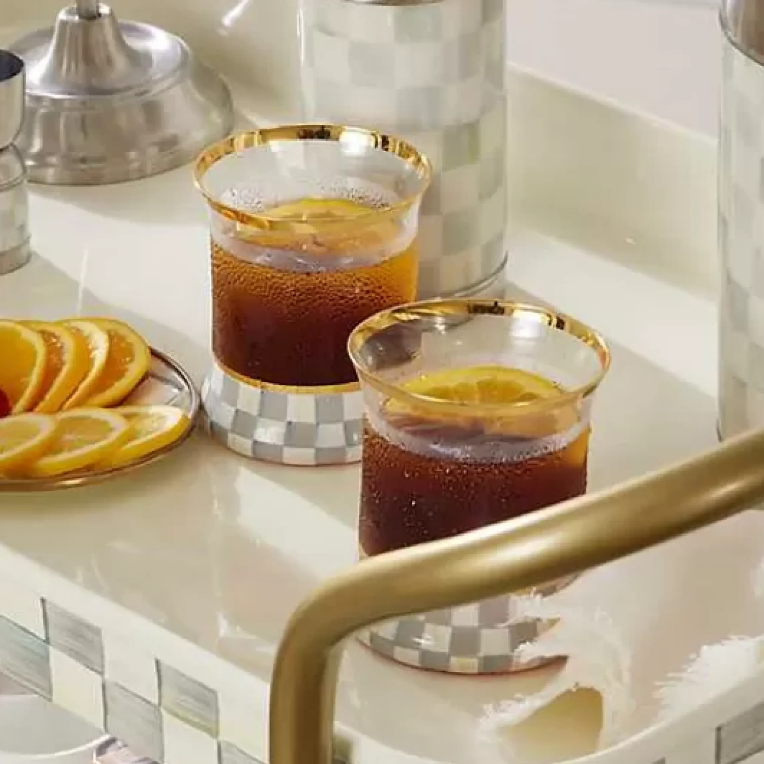 MacKenzie-Childs Sterling Check Tumbler Glass, Set of 2< Kitchen & Dining Sets|Fall Entertaining