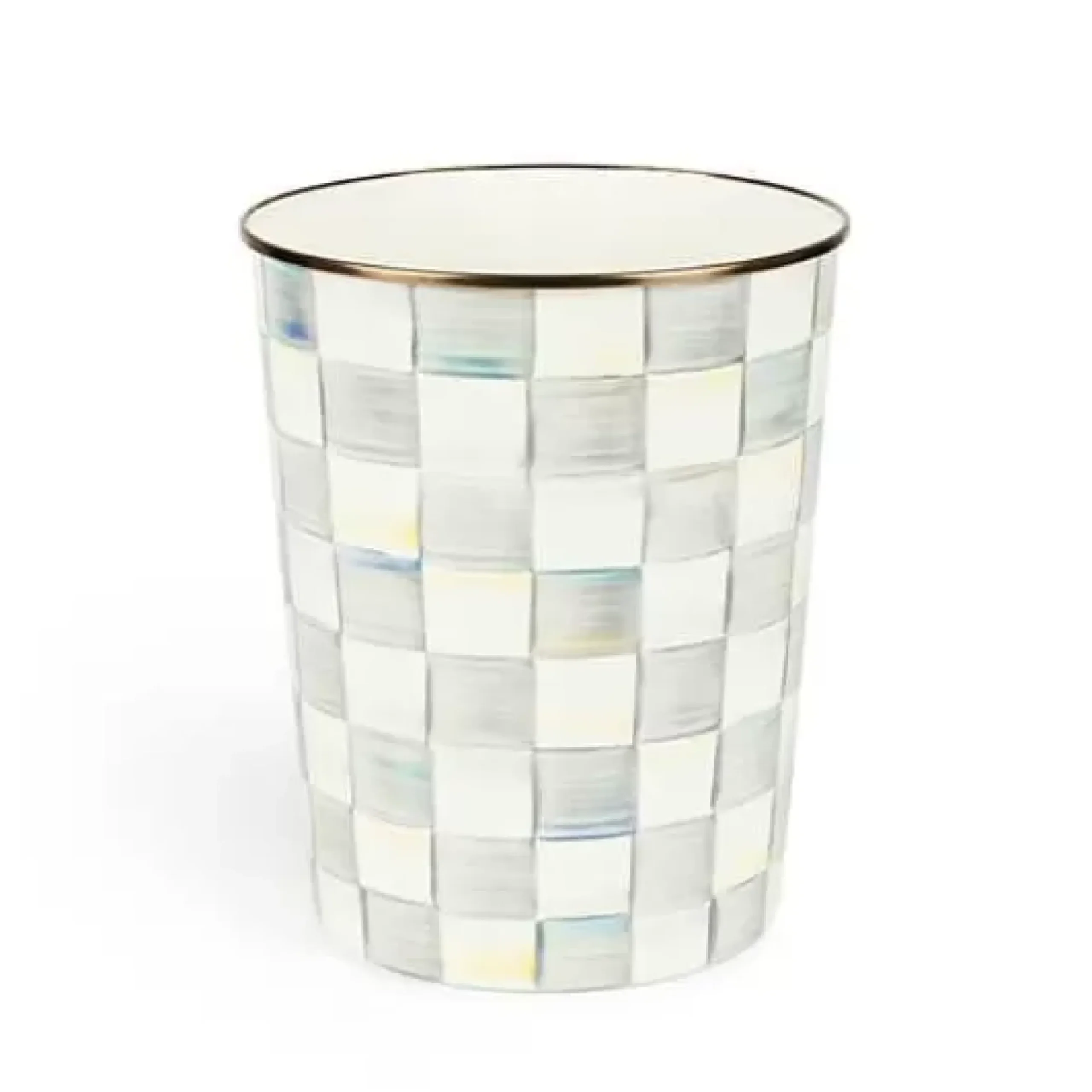 MacKenzie-Childs Sterling Check Waste Bin< Bath & Bath Accessories|Room Accents