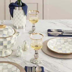 MacKenzie-Childs Sterling Check Wine Glass< Fall Entertaining|Drinkware