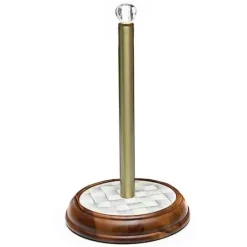 MacKenzie-Childs Sterling Check Wood Paper Towel Holder< Kitchen Storage & Organization