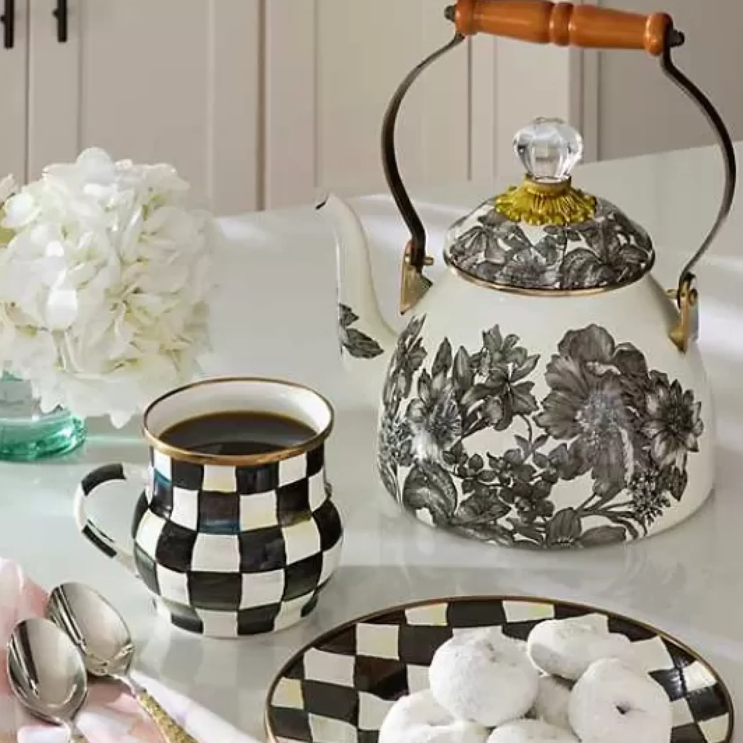 MacKenzie-Childs Sterling English Garden 2 Quart Tea Kettle< The Coffee Shop|Fall Entertaining