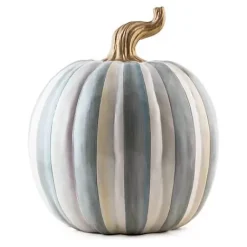 MacKenzie-Childs Sterling Stripe Medium Pumpkin< Pumpkins|The Halloween Shop