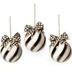 MacKenzie-Childs Striped Swirl Capiz Ornaments, Set of 3< Holiday
