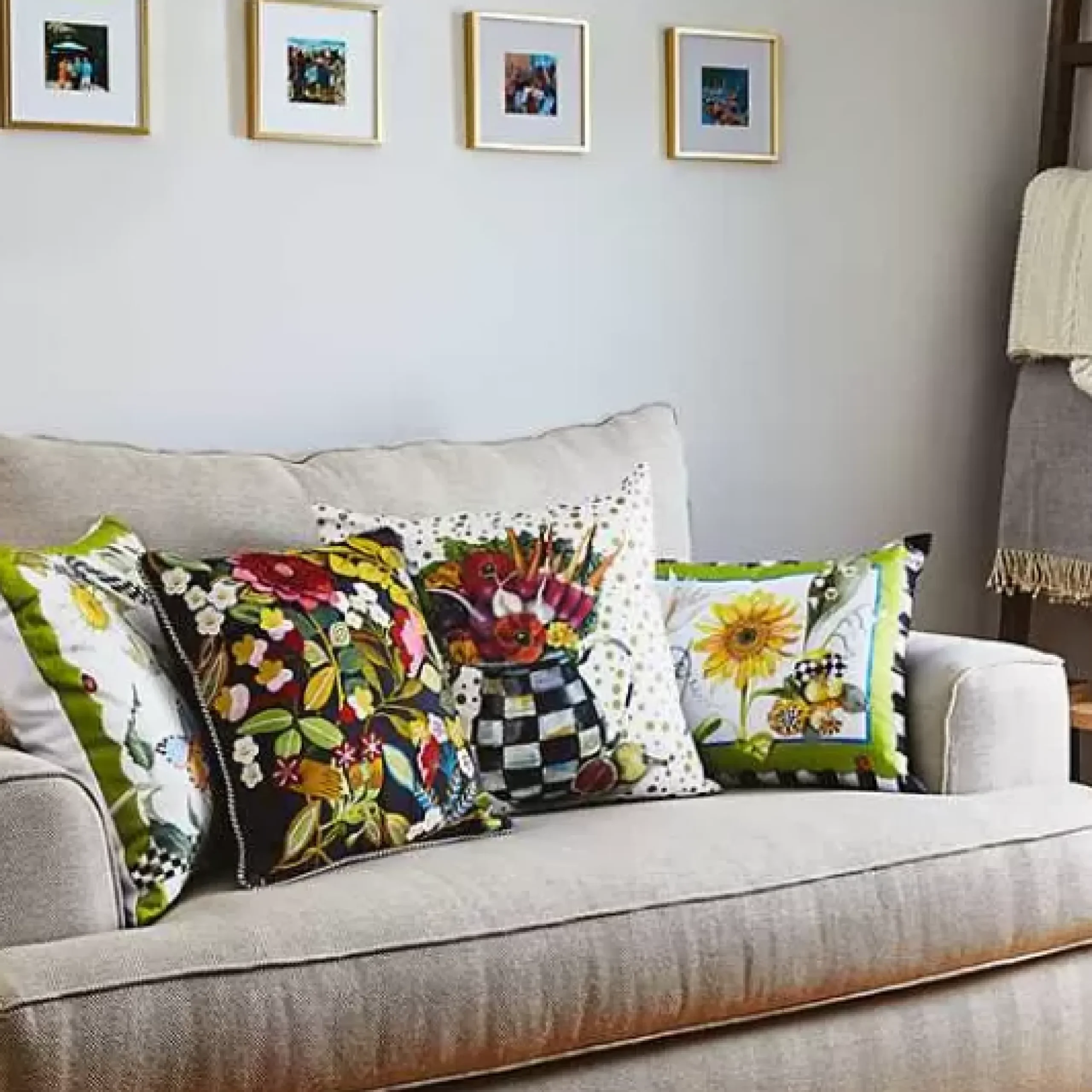 MacKenzie-Childs Sunflower Throw Pillow< Spring|Pillows, Throws, & Cushions