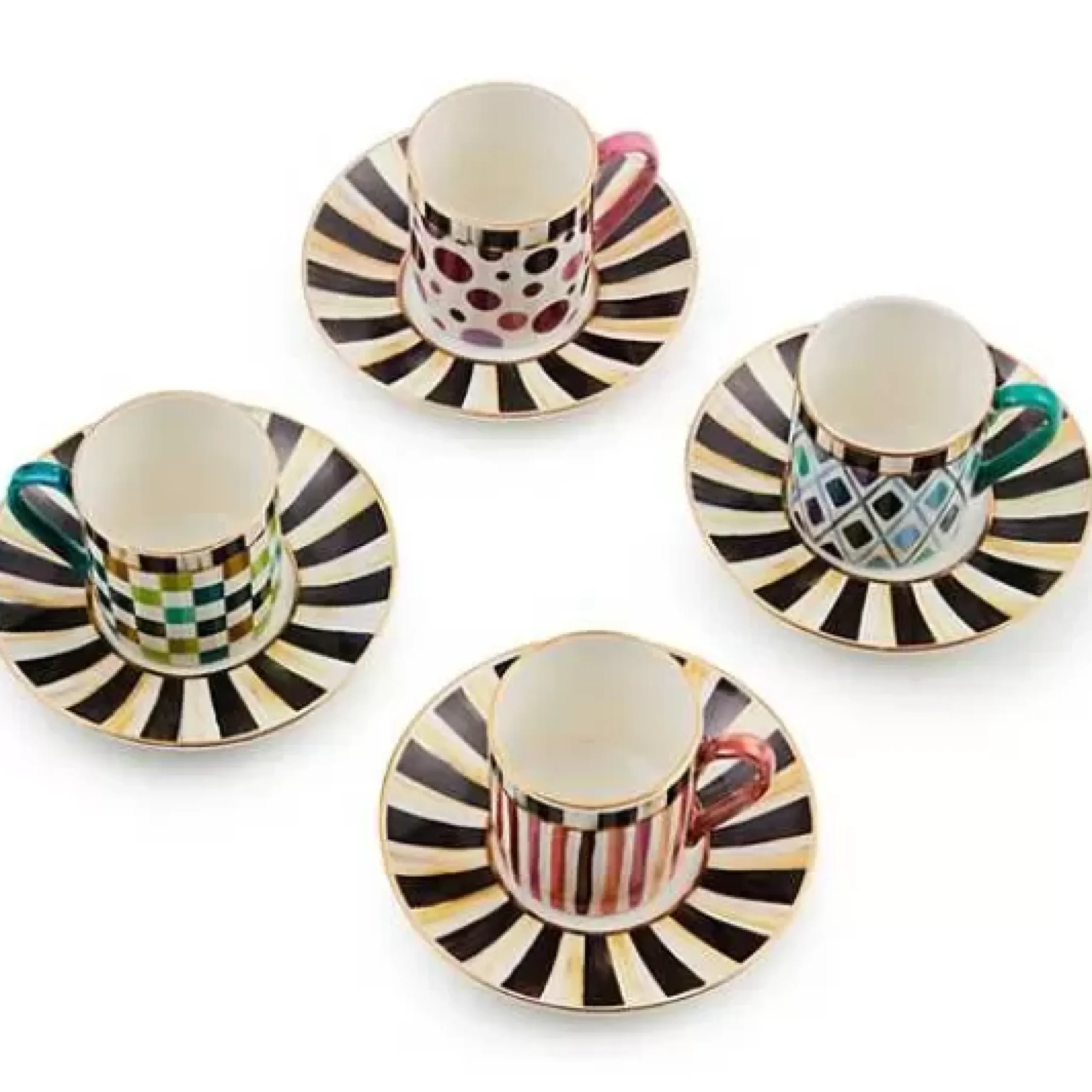 MacKenzie-Childs Sweetheart Espresso Cup Saucer, Set of 4< Kitchen & Dining Sets|The Coffee Shop