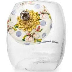 MacKenzie-Childs Sweets Jar with Wildflowers Blue Lid< Kitchen Storage & Organization