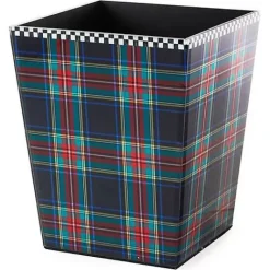 MacKenzie-Childs Tartan Black Waste Bin< Bath & Bath Accessories