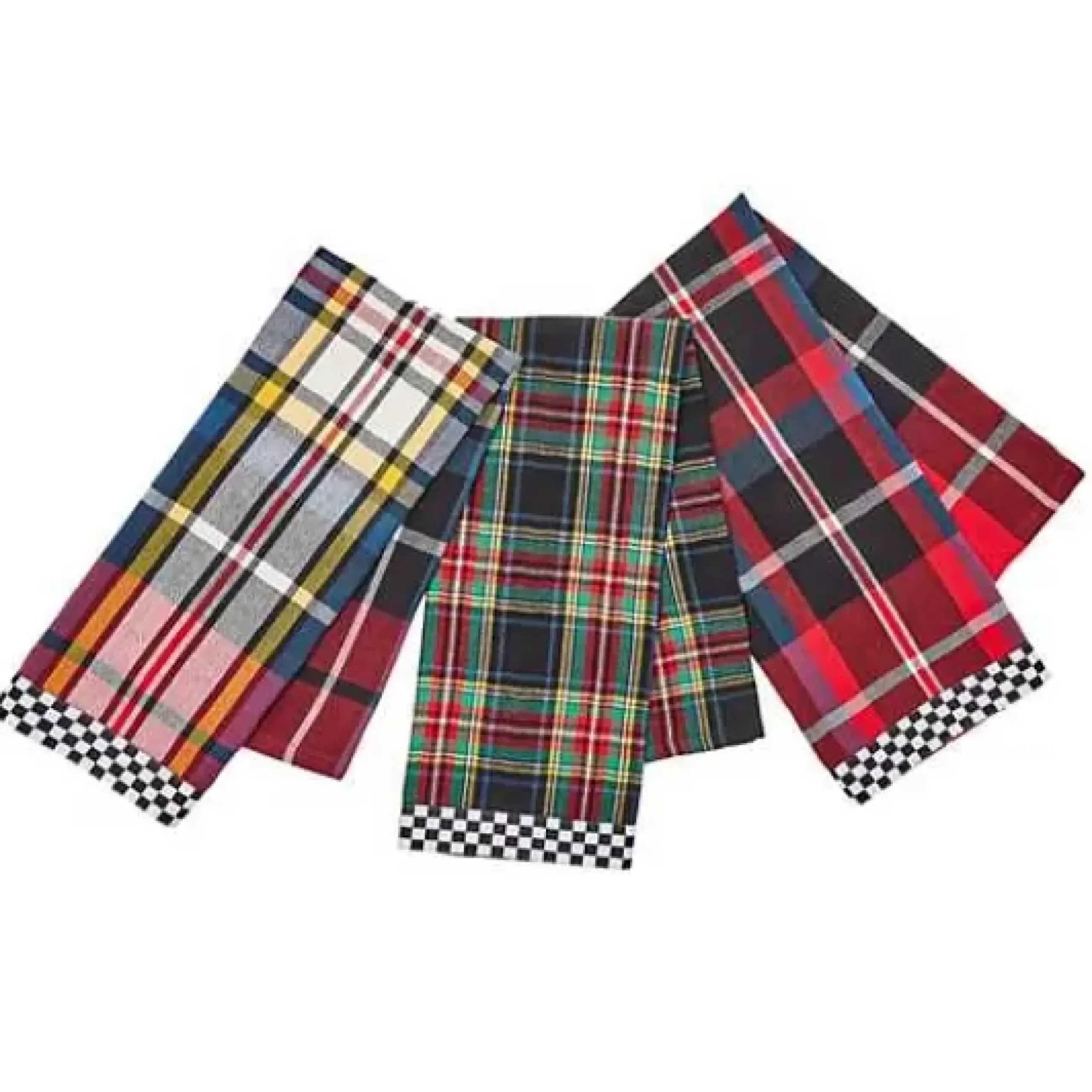 MacKenzie-Childs Tartan Check Assorted Woven Dish Towels, Set of 3< Holiday|Kitchen & Table Linens