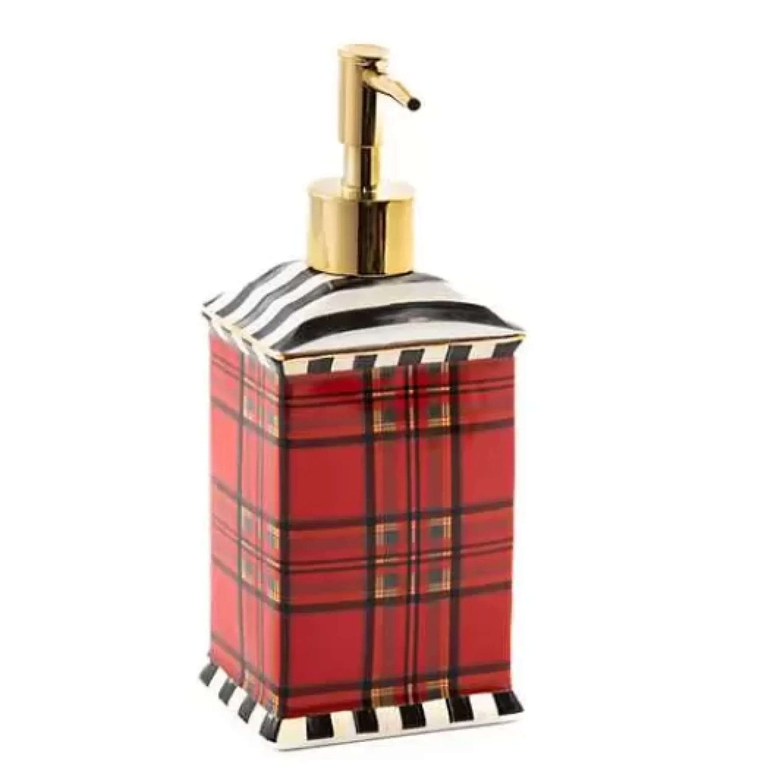 MacKenzie-Childs Tartan Red Soap Pump< Holiday|Bath & Bath Accessories