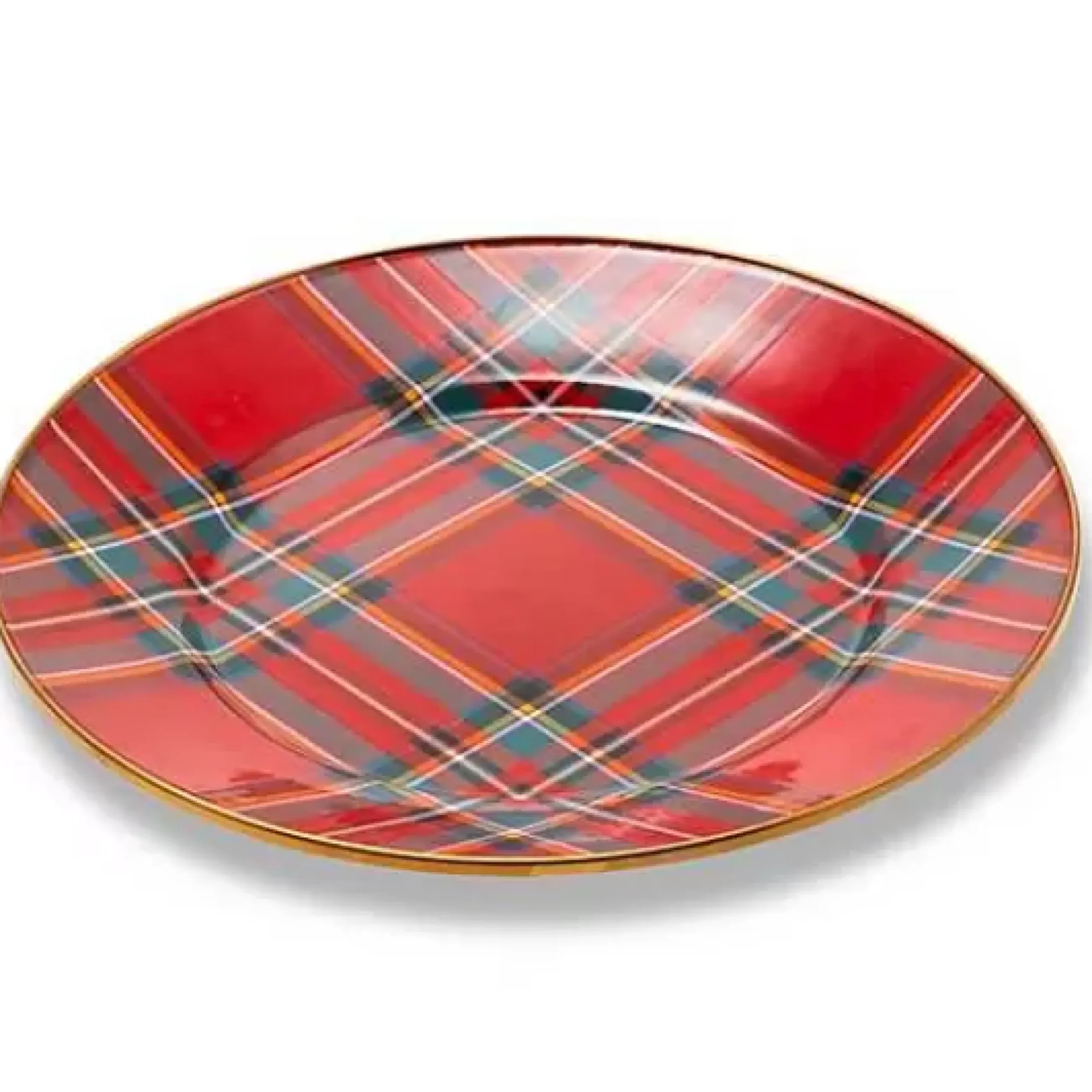 MacKenzie-Childs Tartastic Enamel Dinner Plate - Red< Holiday|Dinnerware & Flatware