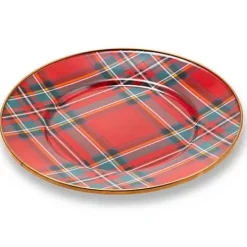 MacKenzie-Childs Tartastic Enamel Salad/Dessert Plate - Red< Holiday|Dinnerware & Flatware