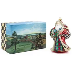 MacKenzie-Childs Tartastic Father Christmas Glass Ornament< Holiday