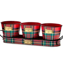 MacKenzie-Childs Tartastic Herb Pots, Set of 3< Holiday|Greenery & Florals