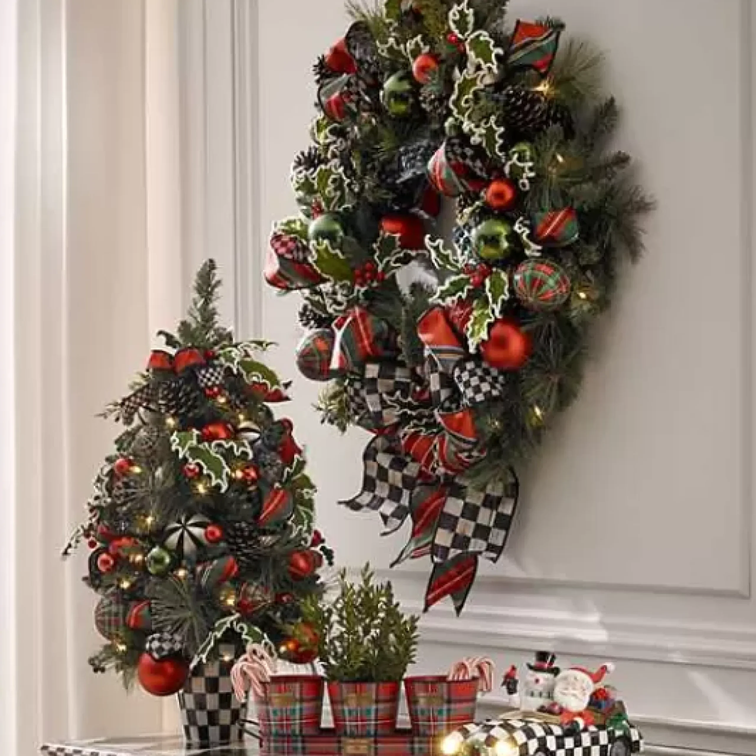 MacKenzie-Childs Tartastic Herb Pots, Set of 3< Holiday|Greenery & Florals