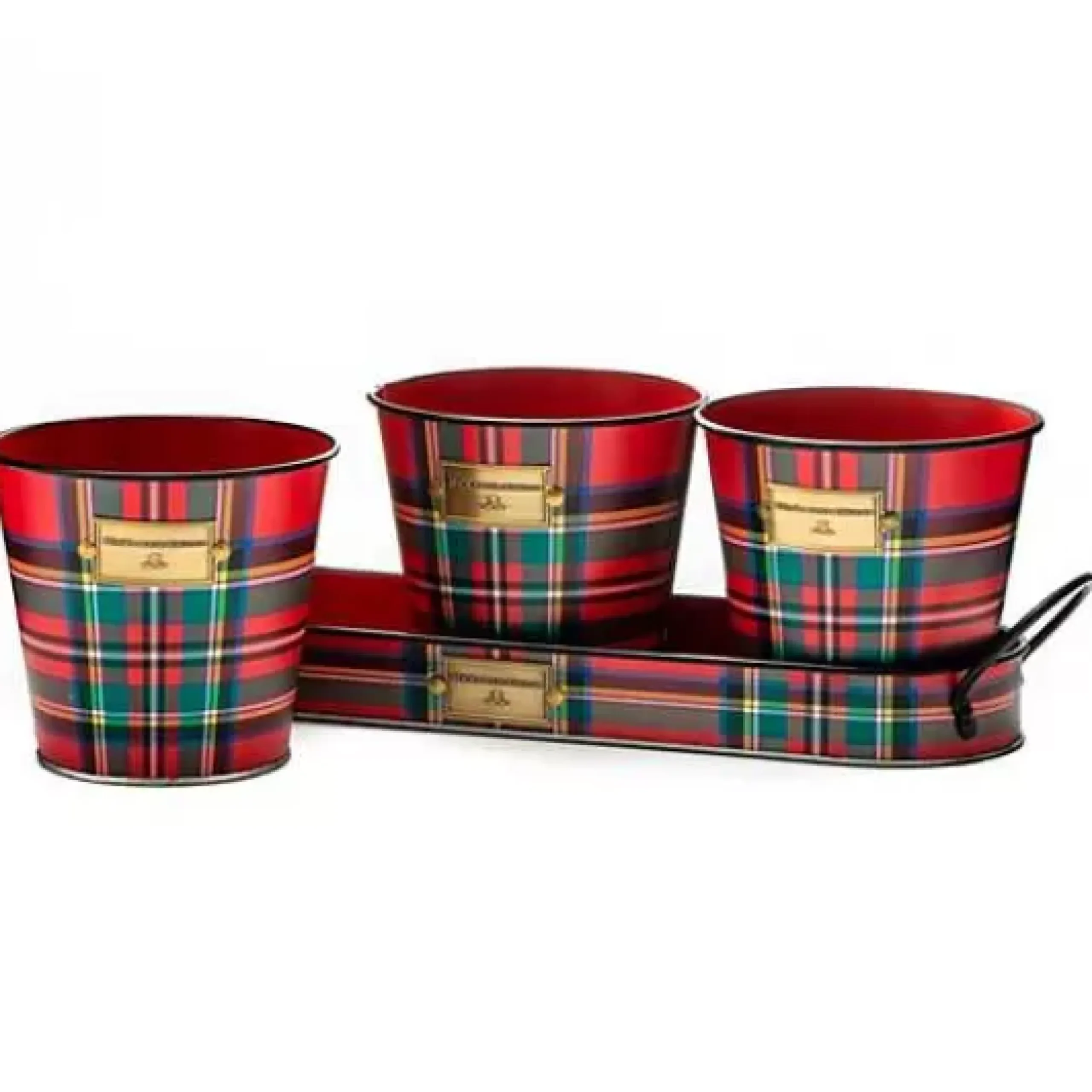MacKenzie-Childs Tartastic Herb Pots, Set of 3< Holiday|Greenery & Florals