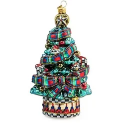 MacKenzie-Childs Tartastic Tree Glass Ornament< Holiday