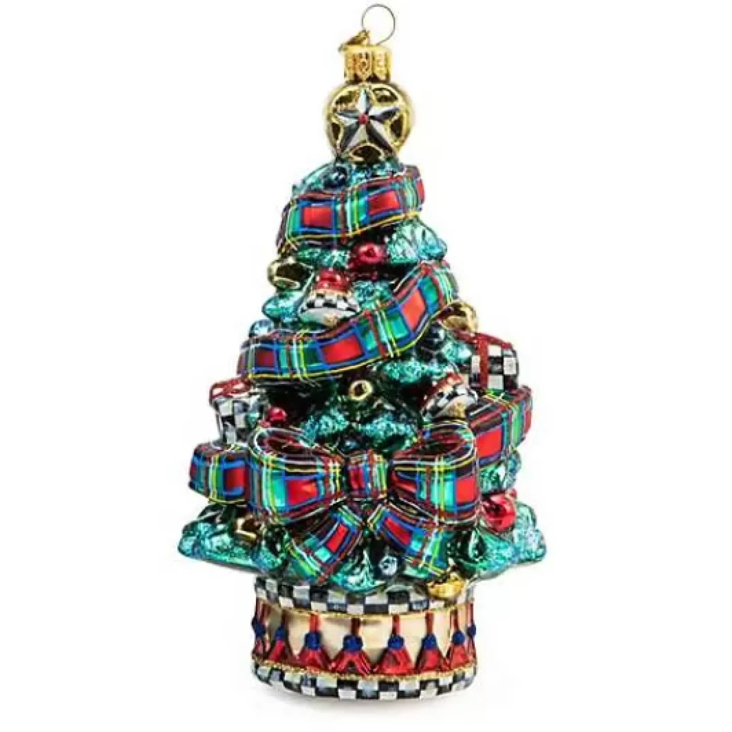 MacKenzie-Childs Tartastic Tree Glass Ornament< Holiday