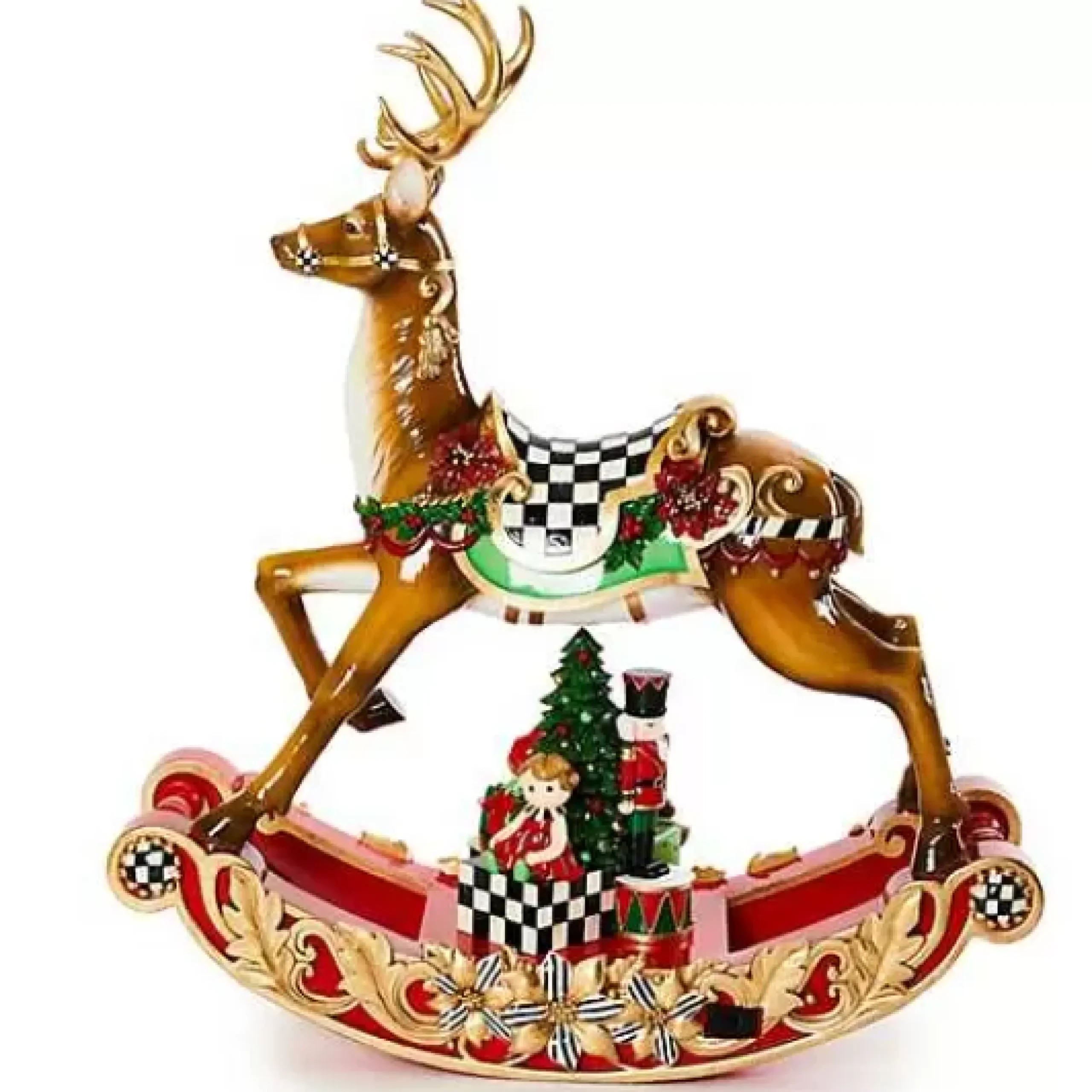 MacKenzie-Childs Traditional Christmas Illuminated Rocking Reindeer< Room Accents