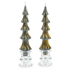 MacKenzie-Childs Tree Dinner Candles - 8 - Black - Set of 2< Holiday|Candles & Fragrances