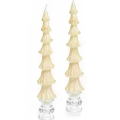 MacKenzie-Childs Tree Dinner Candles - 12 - Ivory - Set of 2< Holiday|Candles & Fragrances