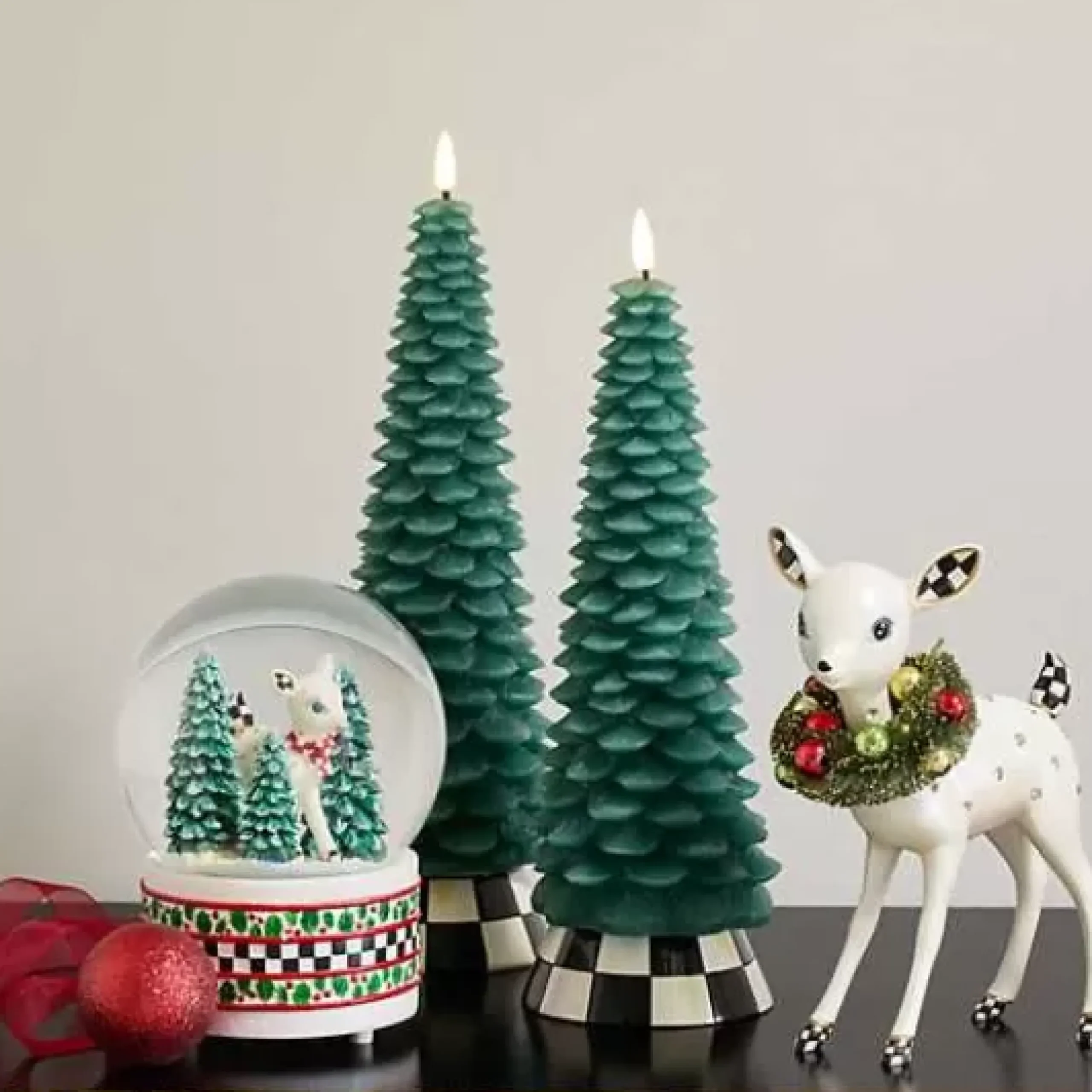 MacKenzie-Childs Tree Tall Flameless Candle< Holiday|Candles & Fragrances