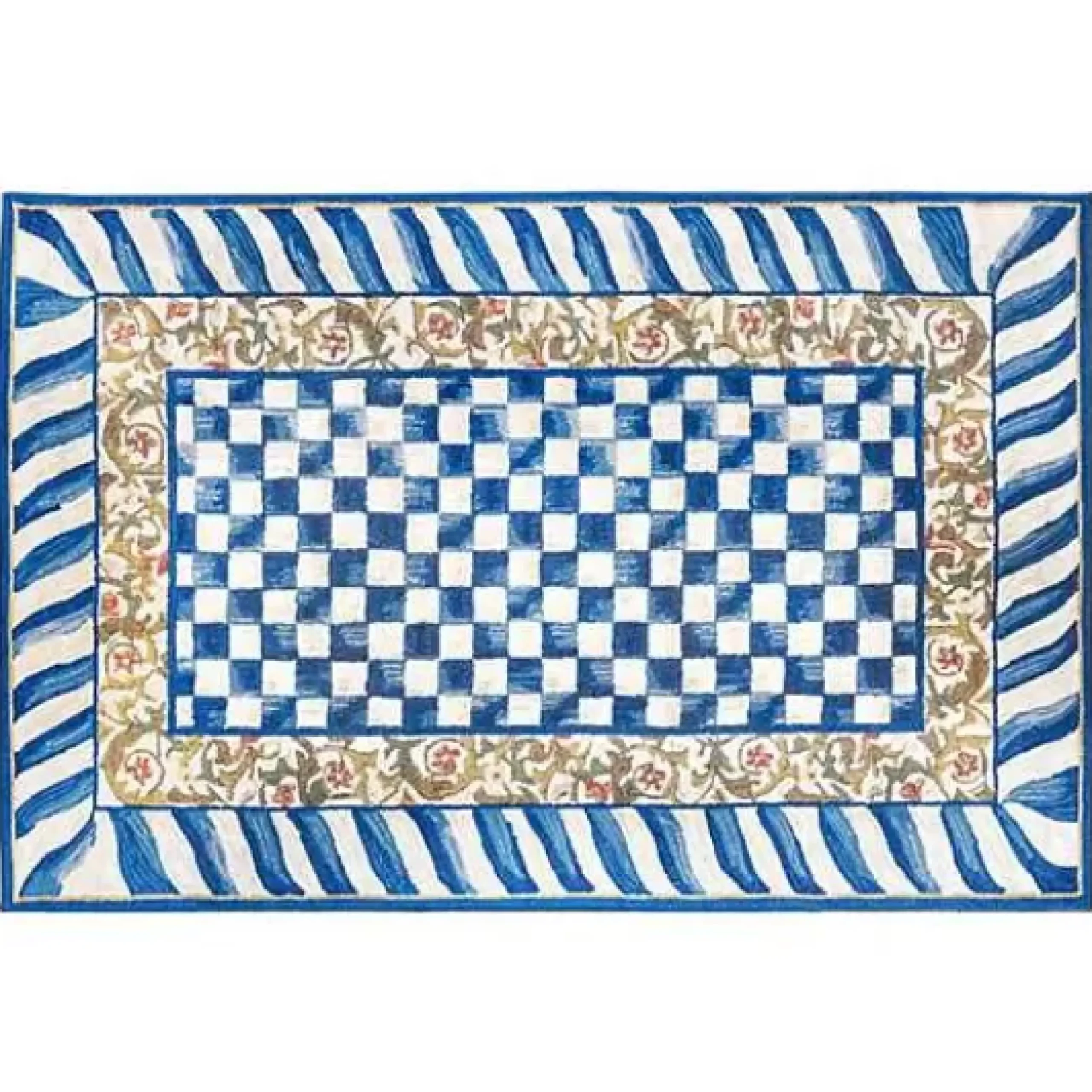 MacKenzie-Childs Truly Royal Check 5' x 7'6 Washable Rug< Rugs