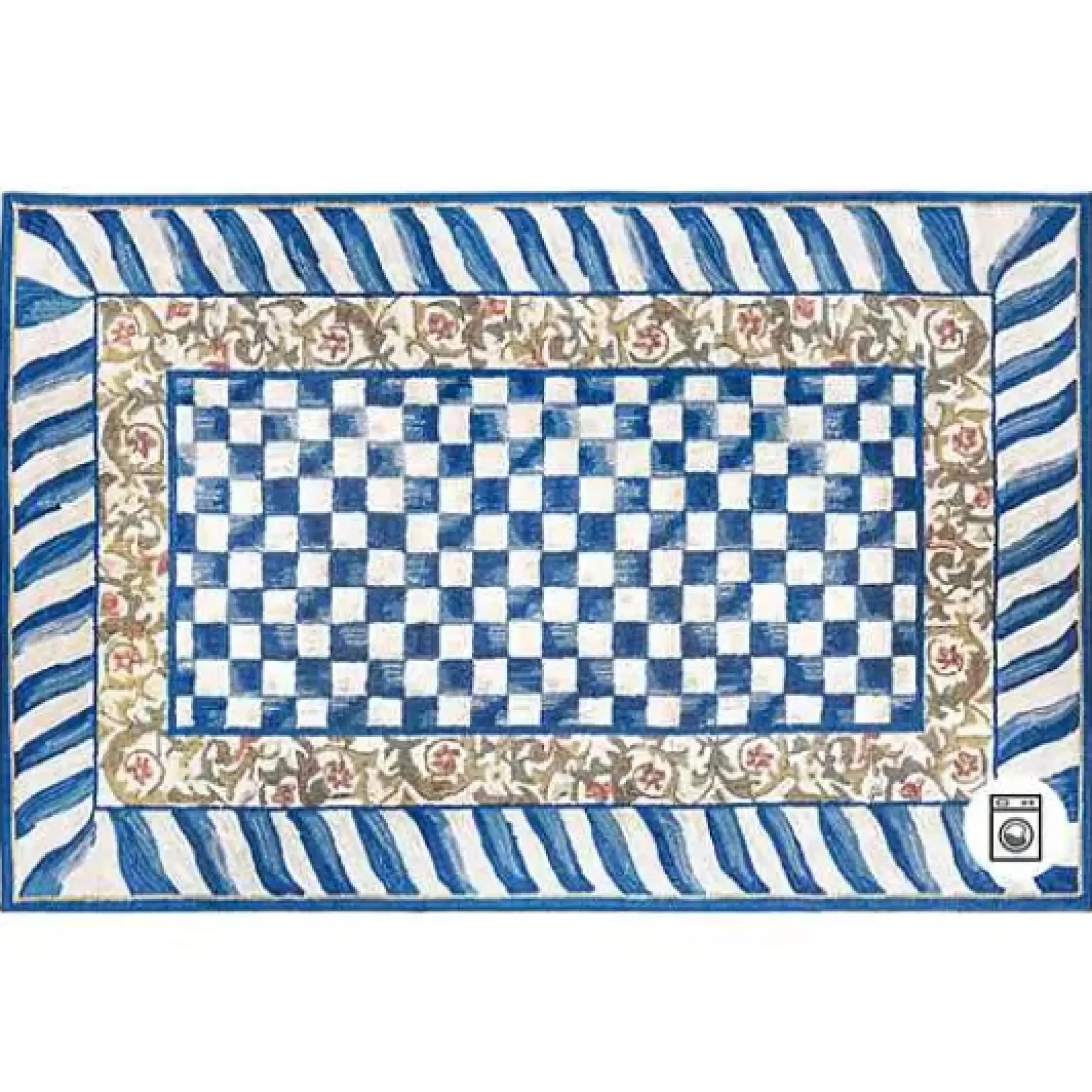 MacKenzie-Childs Truly Royal Check 5' x 7'6 Washable Rug< Rugs