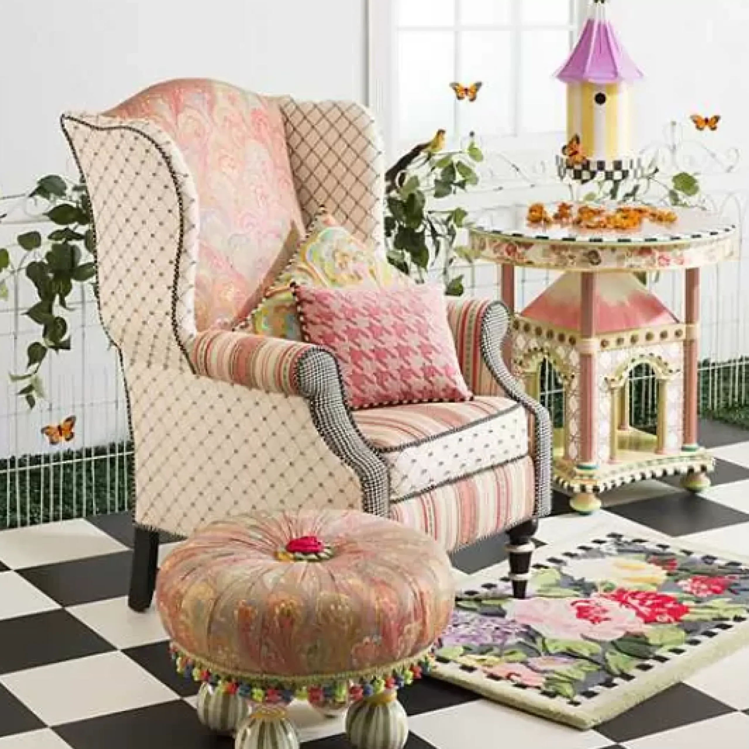 MacKenzie-Childs Tudor Rose 2'3 x 3'9 Rug< Rugs
