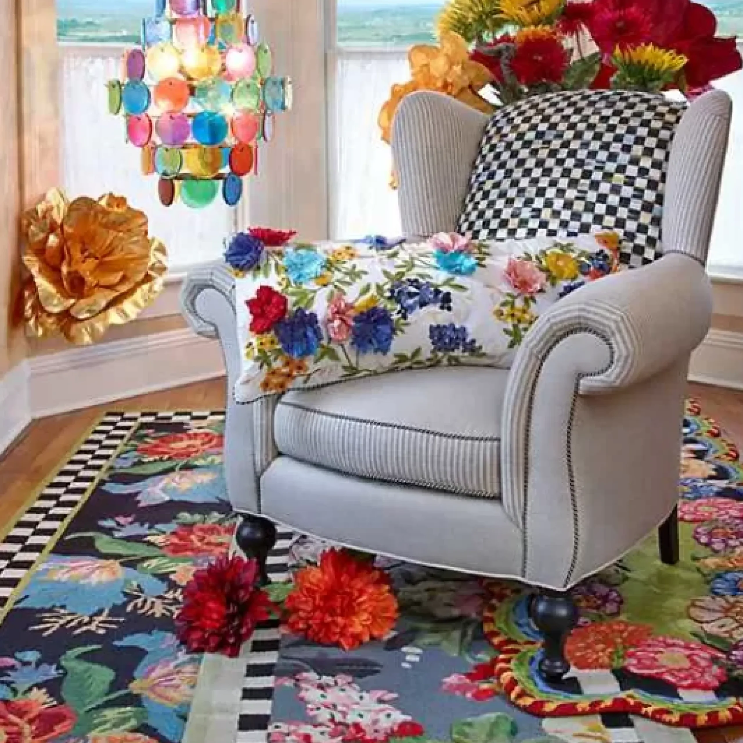 MacKenzie-Childs Tudor Rose 2'8 x 8' Runner< Rugs
