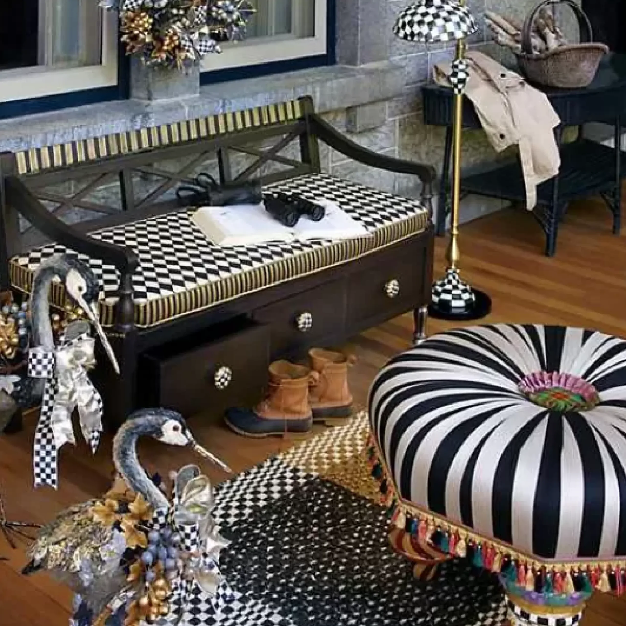 MacKenzie-Childs Vendage Bench< Storage Furniture|Living Room