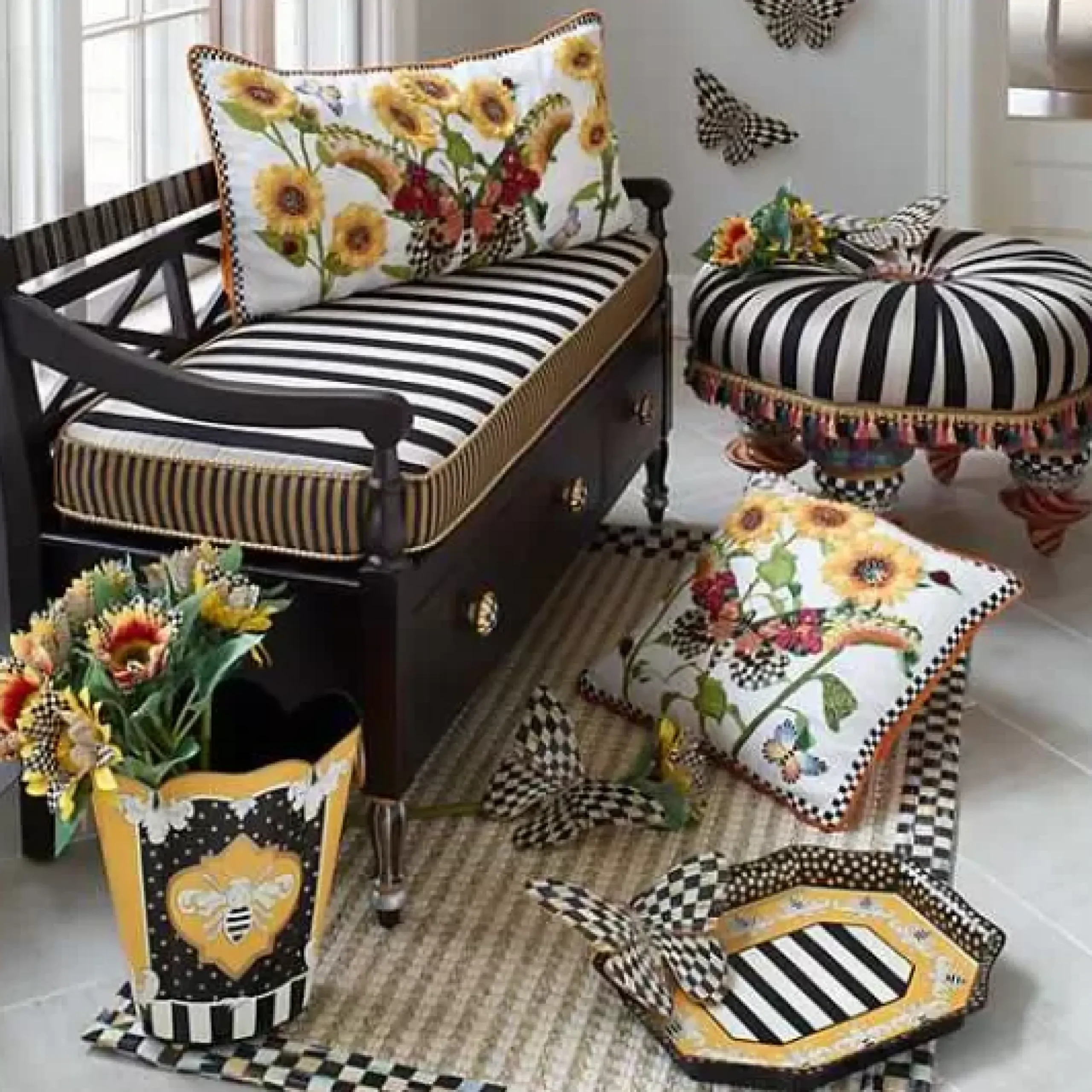 MacKenzie-Childs Vendage Bench< Storage Furniture|Living Room