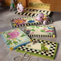 MacKenzie-Childs Welcome Awning Stripe Double Door Entrance Mat< Rugs
