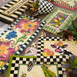 MacKenzie-Childs Welcome Awning Stripe Double Door Entrance Mat< Rugs