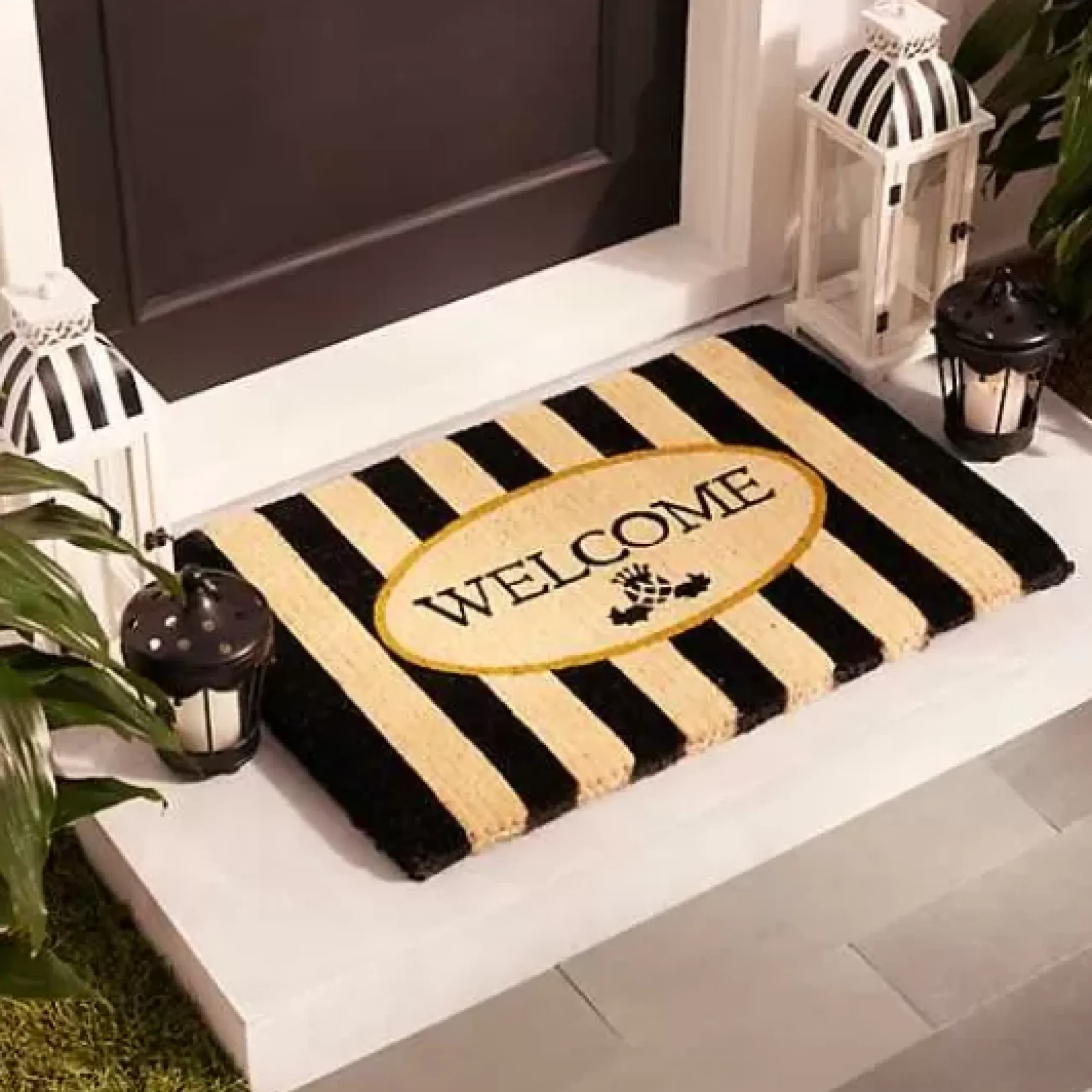 MacKenzie-Childs Welcome Awning Stripe Entrance Mat< Rugs