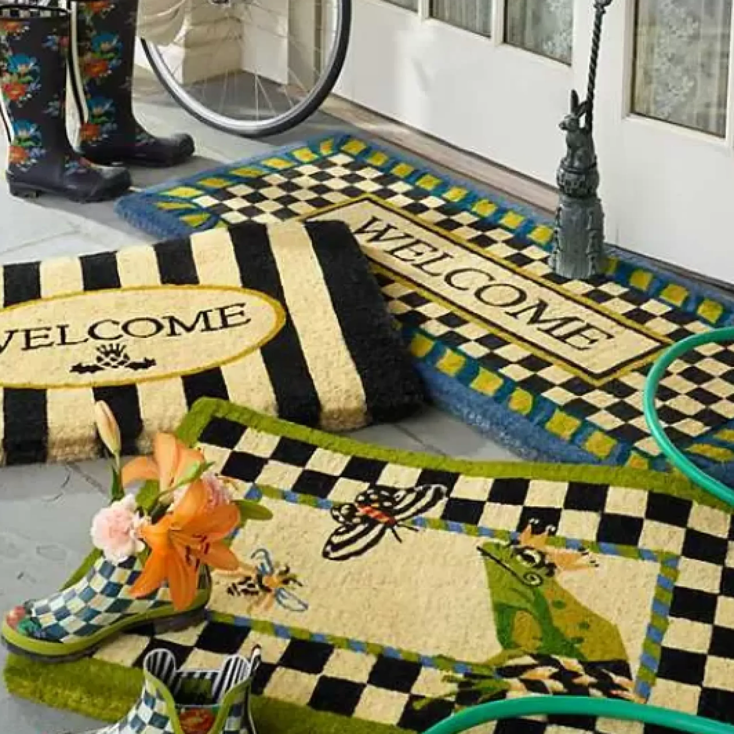MacKenzie-Childs Welcome Awning Stripe Entrance Mat< Rugs