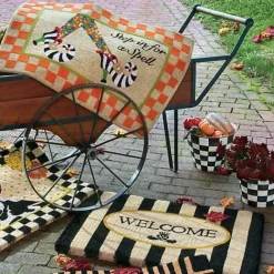 MacKenzie-Childs Welcome Awning Stripe Entrance Mat< Rugs